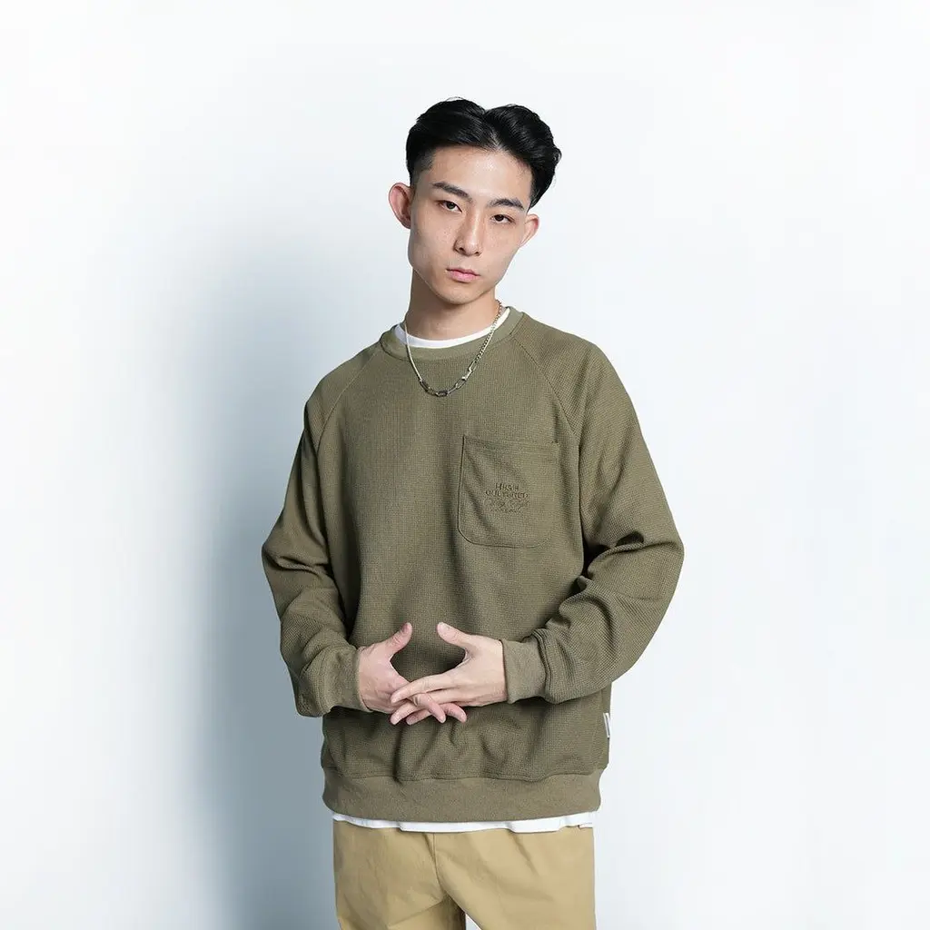 High Cultured Pocket Waffle Sweater - 246